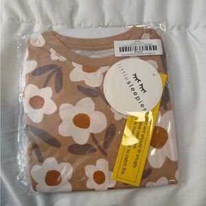 Little Sleepies Tan and White Floral Pajama Set